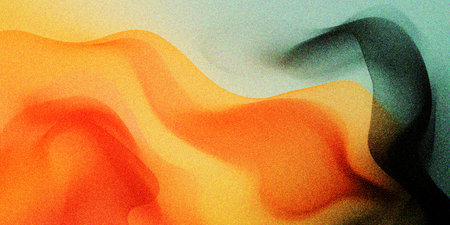 orange yellow gray abstract fluid wave background with grain and noise textureの写真素材