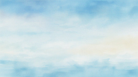 watercolor painting of abstract ocean horizon sunset background templateの写真素材