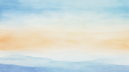 watercolor painting of abstract ocean horizon sunset background templateの写真素材
