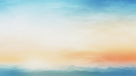 watercolor painting of abstract ocean horizon sunset background templateの写真素材
