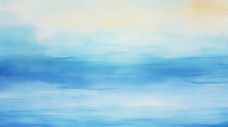 watercolor painting of abstract ocean horizon sunset background templateの写真素材