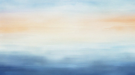 watercolor painting of abstract ocean horizon sunset background templateの写真素材