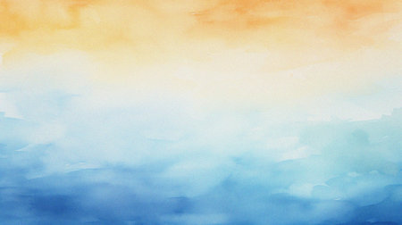 watercolor painting of abstract ocean horizon sunset background templateの写真素材