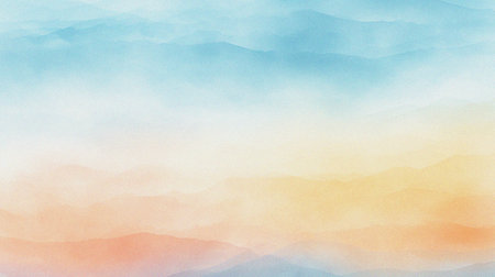 watercolor painting of abstract ocean horizon sunset background templateの写真素材