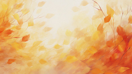 abstract warm autumn leaves watercolor painting background templateの写真素材