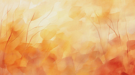 abstract warm autumn leaves watercolor painting background templateの写真素材