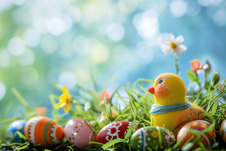 colorful easter background with copy spaceの素材