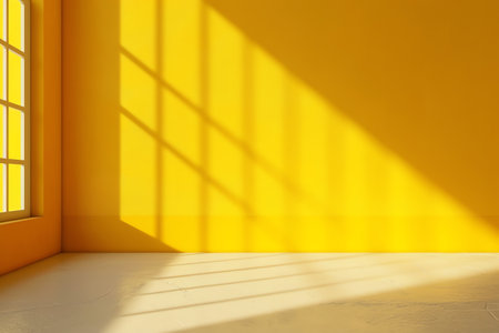 Yellow wall with drop shadow and light for background banner templateの素材