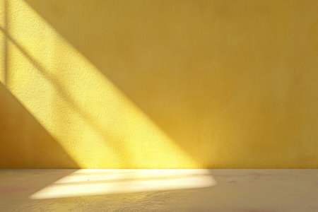 Yellow wall with drop shadow and light for background banner templateの素材