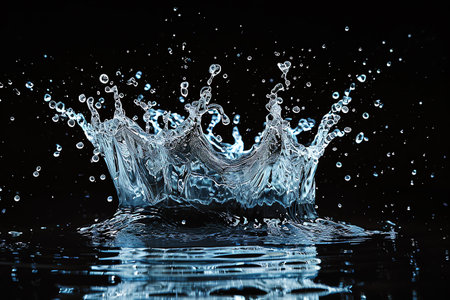 abstract water splash with black backgroundの素材