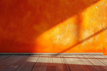 Orange wall with drop shadow and light for background banner templateの素材