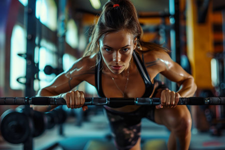 strength and agility of female athlete training at the gymの素材