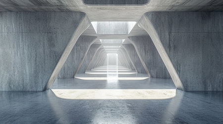 abstract futuristic architecture with empty concrete floorの素材