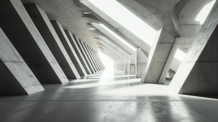 abstract futuristic architecture with empty concrete floorの素材