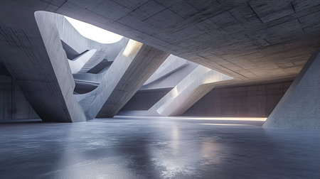 abstract futuristic architecture with empty concrete floorの素材