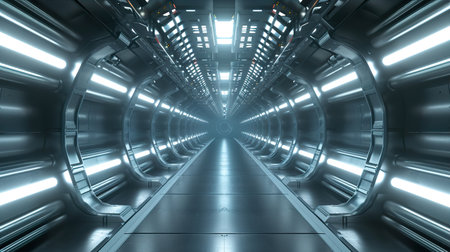 futuristic space ship tunnel corridor backgroundの素材