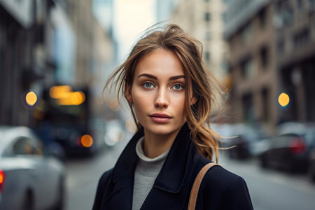 Portrait of a businesswoman on the street of a cityの素材