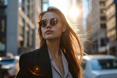 Portrait of a businesswoman on the street of a cityの素材