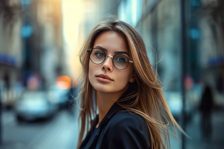 Portrait of a businesswoman on the street of a cityの素材
