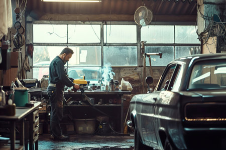 car mechanic working in the garageの素材