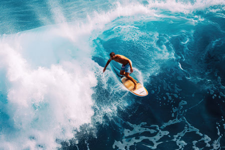 professional surfer riding waves in actionの素材