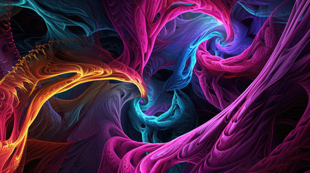 3d vibrant fractal neon abstract backgroundの素材