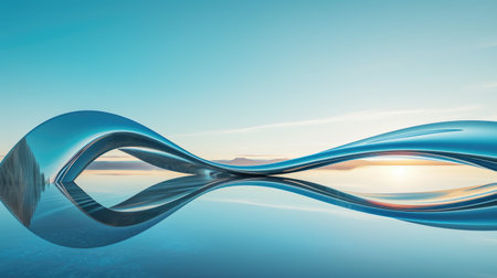abstract northern panoramic landscape with chrome infinity shapeの素材