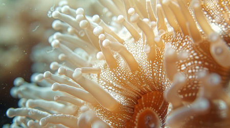 nemone actinia texture close up underwater reef sea coral backgroundの素材