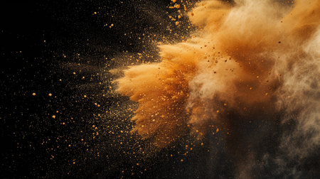 sand particles explosion on black backgroundの素材