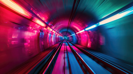 Colorful light exposure in a tunnel backgroundの素材