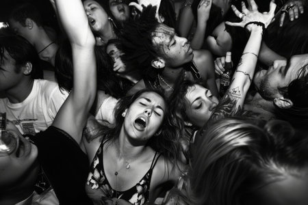 Drunk people in a partyの素材