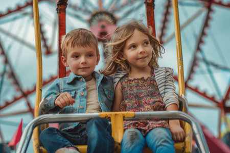 little Siblings on Ferris Wheelの素材