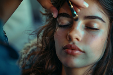 Woman Getting Her Makeup Done By A Makeup Artistの素材
