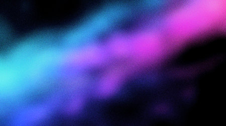 Deep purple, Electric blue, Neon green, gradient background with grain and noise texture
