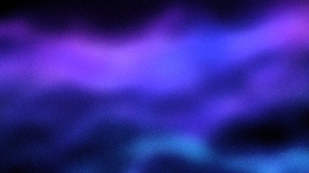 Deep purple, Electric blue, Neon green, gradient background with grain and noise textureの写真素材