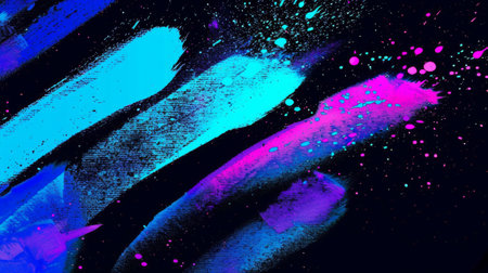 brush stroke of blue and purple paint spray on a black backgroundの素材