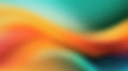 emerald green, sapphire blue, and fiery orange grainy blur gradient abstract backgroundの写真素材