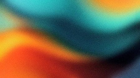 emerald green, sapphire blue, and fiery orange grainy blur gradient abstract background