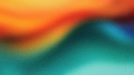 emerald green, sapphire blue, and fiery orange grainy blur gradient abstract background
