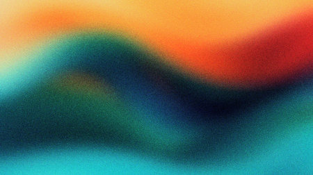 emerald green, sapphire blue, and fiery orange grainy blur gradient abstract background