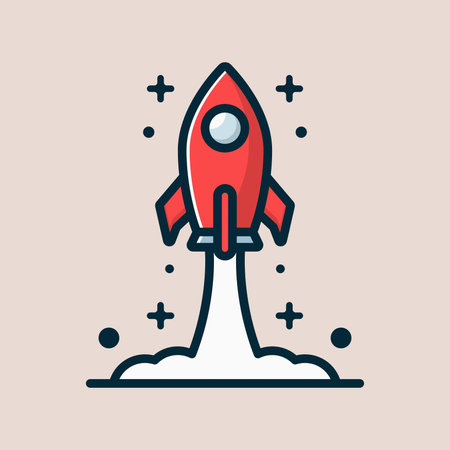 Rocket icon. Vector illustration. Flat design style. Startup concept.のイラスト素材