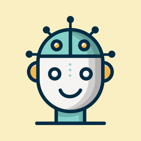 Robot flat icon. Vector illustration of a cute little robot.のイラスト素材