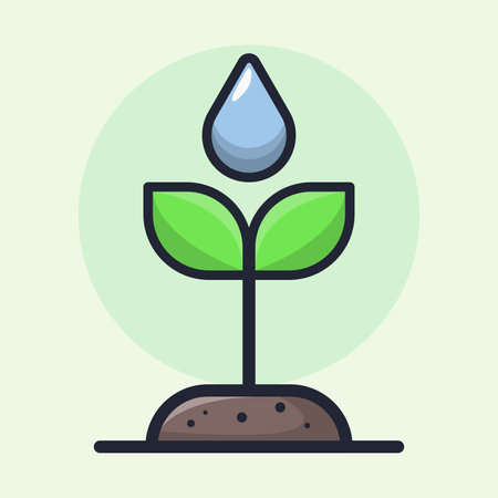 Water drop and sprout flat color icon. Vector illustration. Ecology concept.のイラスト素材