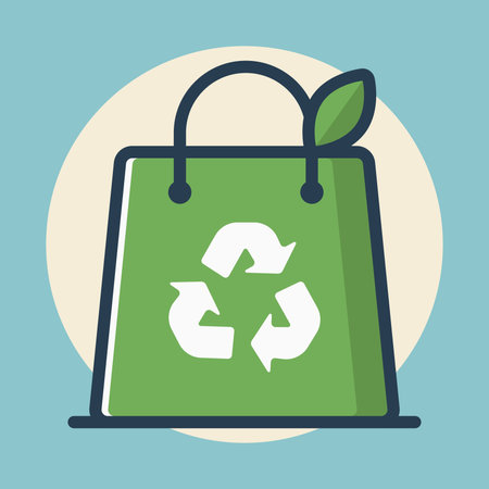 Recycling symbol in shopping bag. Flat design vector illustration.のイラスト素材