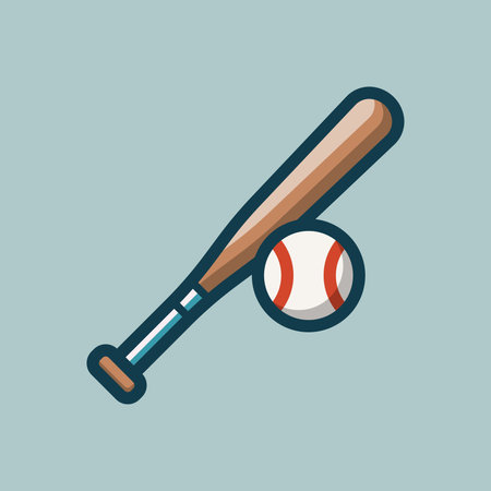 Baseball bat and ball icon. Flat design. Vector illustration.のイラスト素材