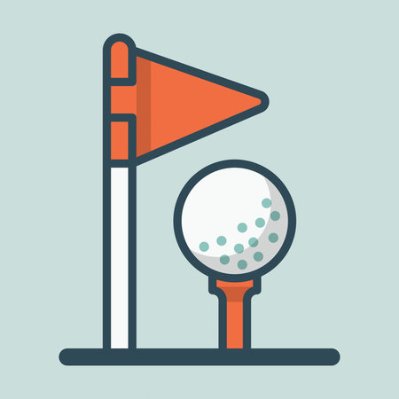 Golf ball on tee flat color icon. Vector illustration for web design and mobile appのイラスト素材