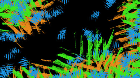 abstract background with multicolored brush strokes on a black backgroundの写真素材