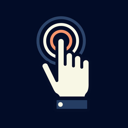 Hand click on button icon. Modern flat design style vector illustration.