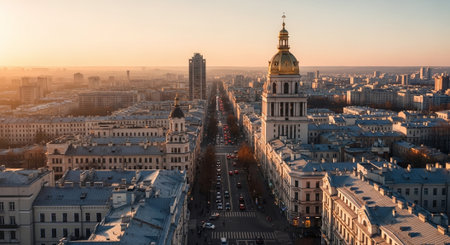 Panoramic view of the city of Saint Petersburg, Russia.の素材