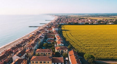 Aerial view of sunflowers in Zadar, Croatiaの素材